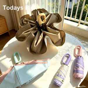 Parapluie personnalisé avec logo, vente en gros, 5 plis, 6 baleines, UPF50, diamètre 90 cm, 260g, avec poignée mousqueton, pour femme, voyage, promotion de marque - Product Image 2