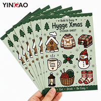 Feuille d'autocollants en vinyle personnalisés, décorations de Noël Cozy Girl, autocollants adhésifs imperméables, Kawaii Hygge, scrapbooking, emballage cadeau