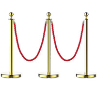 Barrière de file d'attente en acier inoxydable avec poteaux à corde rétractable et corde rouge, pour décoration de mariage