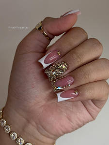 <span class=keywords><strong>Uñas</strong></span> Postizas 3D Hechas a Mano con Forma Cuadrada, Diseño Daisy Meadow, Acrílicas Reutilizables - Product Image 5