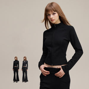 Giacca Sportiva <span class=keywords><strong>da</strong></span> <span class=keywords><strong>Donna</strong></span> alla Moda con Colletto Alto, Zip, Aderente, Imbottita, Maniche Lunghe e Stile Corto - Product Image 1