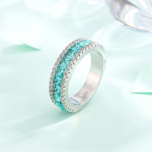 Bague en Zircon Cubique Taille Émeraude Plaqué Rhodium pour Femme, Bijou de Mariage Tendance Style Européen et Américain, Cadeau Transfrontalier - Product Image 6