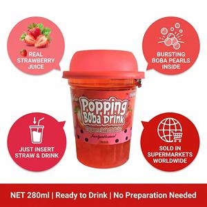 Bebida de Boba con Sabor Clásico a Fresa, 280 ml, Lista para Beber |   Vaso de Jugo de Boba con Pajita, Efecto Explosivo Real, Venta al por Mayor OEM - Product Image 4