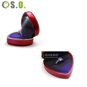 Caja de Luz LED de Plástico con Forma de Corazón y Logotipo Personalizado Azul para Anillos, Colgantes, Pulseras, Brazaletes, Collares y Joyas - Product Image 5