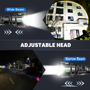 Chất lượng cao kỹ thuật số hiển thị điện hợp kim nhôm cơ thể có thể sạc lại Kính thiên văn <span class=keywords><strong>zoom</strong></span> trắng <span class=keywords><strong>LED</strong></span> ngọn đuốc ánh sáng chiến thuật đèn pin - Product Image 3