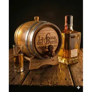 Barril de Madera Galvanizado de 2 Litros, Color Marrón Claro, para Almacenamiento de Cerveza y Licores, Modelo The Barrel House - Product Image 3