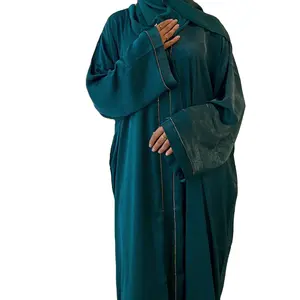 2024 Dubai Geïnspireerde Glanzende Open Abaya Eid Ramadan Hijab Maxi Jurk Moslim Islamitische Jurk Womens Abaya Bescheiden Kaftan Lange Kimono