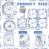 Haute qualité jetable bleu blanc mariage thème fête vaisselle moderne vente chaude nappe bannières pour décorations de fête