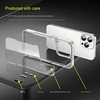 Coques de téléphone portable de luxe transparentes antichoc en TPU + acrylique avec poignée pour 16 Pro Max 15 14 13 12 11