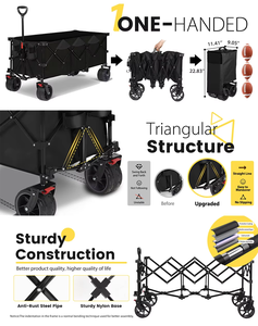 Carro utilitario plegable ajustable de servicio pesado Carro de picnic para acampar al aire libre Plataforma cómoda Fácil de tirar Plegable - Product Image 5