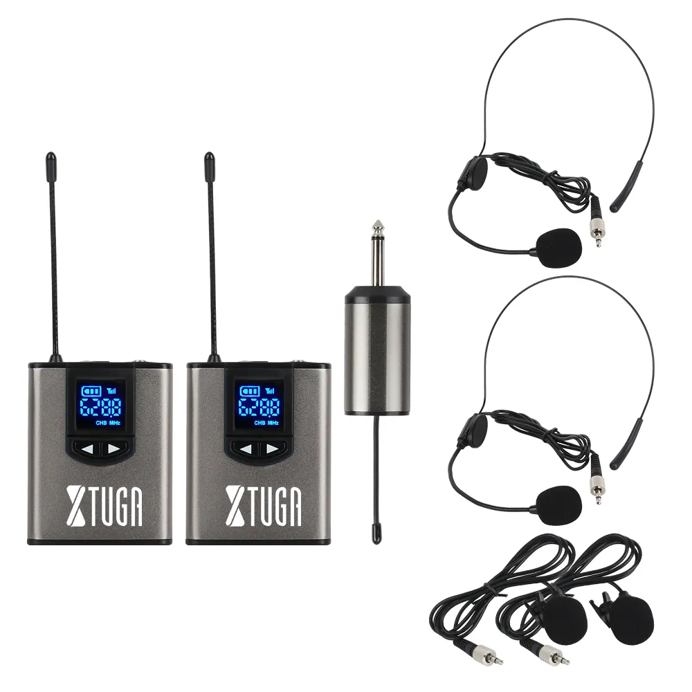 Xtuga A2 Uhf Draadloze Microfoon Set Met Bodypack Zender En Mini Oplaadbare Ontvanger Voor Vloggen Dslr Camera Mobiel