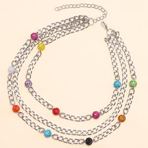Collar en capas con múltiples cadenas, cuentas de colores, aleación de zinc, joyería de fiesta para mujer - Product Image 6
