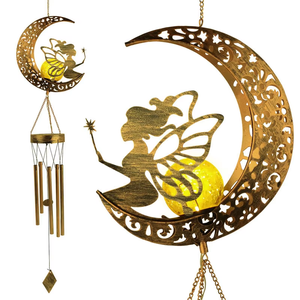 Lampade Solari da Giardino a Sfera in Vetro Ambrato Effetto Craquelé, Lampada a Sospensione Decorativa a Forma di Luna, Campanella a Vento per Giardino, Vialetto, Parco, Cortile, Patio - Product Image 2
