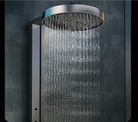 Ensemble de douche intelligent thermostatique 2025 avec affichage numérique LED, en laiton brossé, système de robinetterie de baignoire à effet pluie pour céramique