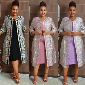 Popular African design church dress suit long jacket dress suit with high quality