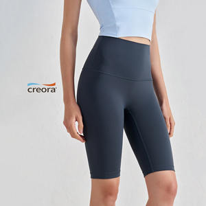 Vente en gros Short de motard pour femme taille haute ultra doux, couleur nude, haute élasticité, taille plus, short de yoga pour femme avec logo personnalisé - Product Image 1