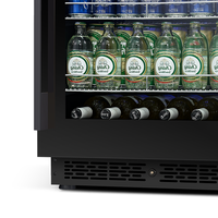 Réfrigérateur à boissons commercial sous comptoir, personnalisé, de haute qualité, fin, électrique, en acier inoxydable noir, avec porte en verre, numérique