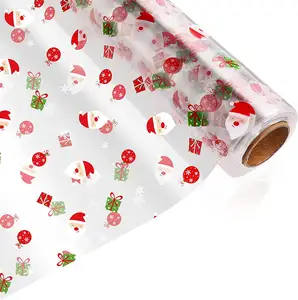 3mil 두꺼운 멋진 디자인 긴 롤 밥 플라스틱 필름 부드러운 선물 포장 햄퍼 꽃 바구니 포장 종이 크리스마스 장식