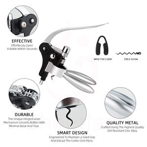 <span class=keywords><strong>Tire</strong></span>-<span class=keywords><strong>bouchon</strong></span> vertical en acier inoxydable tout-en-un, emballé dans une boîte cadeau noire, avec coupe-capsule - Product Image 4