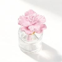 Diffuseur de parfum d'ambiance en céramique en forme de fleur, avec bouteille en verre de 50 ml, pour huiles essentielles et parfums d'intérieur