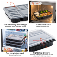 Contenedor de Comida con 6 Compartimentos, Tapa de PP, Libre de BPA, Apto para Microondas, Hermético, Caja de Almacenamiento de Alimentos para Ensaladas, Proceso Blister, para Sushi