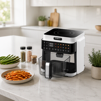 Friteuse à air et cuisinière à induction 2 en 1 avec fenêtre transparente, écran tactile LED, multifonction, sans huile
