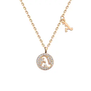 Customize Initial A-Z Letter Pendant Rose Gold Plated Script Name Necklaces For Women Gift