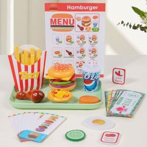 Boys Girls Perfect Gift Pretend Play Wooden Burger Hamburger Stacking <b>Puzzle</b> Montessori Toy - Product Image 3