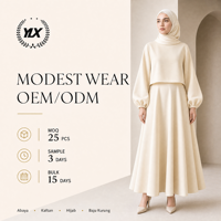 Ensemble deux pièces personnalisé pour femme : Crop top et jupe midi sans manches, OEM ODM, marque privée, tenue musulmane modeste, plissé plumes d'été