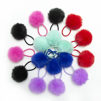 Pompon en fausse fourrure solide de 4 cm avec boucle élastique, tirette de fermeture éclair, accessoire pour cheveux, décoration de vêtement, cadeau de fête