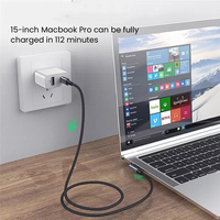 Câble de Type C à Angle droit 60W en Nylon, câble de chargeur USB C vers USB C pour MacBook Pro