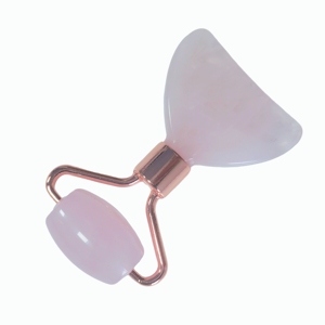 Masajeador facial con rodillo en forma de cola de pez de cuarzo rosa, herramienta para adelgazar el rostro, masajeador de ojos - Product Image 3