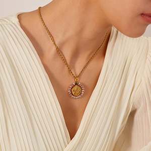 Collar de Cadena de Eslabones de Acero Inoxidable Chapado en Oro con Patrón de Serpiente Retro para Mujer, Collar Geométrico Moderno para Regalo - Product Image 6