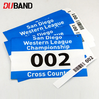 Numéro de bavoir de course Tyvek personnalisé impression double face numéro de marathon tissu avec logo et code à barres pour les événements de triathlon à vélo