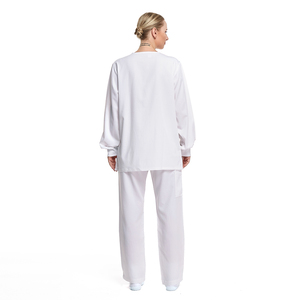 ZX Custom Women Scrubs Uniformes Conjuntos 2023 Nuevo estilo Chaqueta de calentamiento Pantalones rectos Traje para el salón de belleza del hospital - Product Image 5