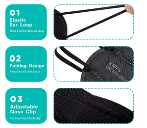 Maskkn95 Black KN 95 Mask <span class=keywords><strong>FFP2</strong></span> <span class=keywords><strong>Masque</strong></span> facial avec couvercle Cubrebocas jetables pour enfants - Product Image 2