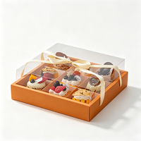 Boîte en papier enduit de qualité alimentaire couleur macaron pour pâtisserie, présentoir à gâteaux, design pliable, emballage individuel pour mini-cupcakes avec fenêtre transparente
