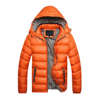 Veste matelassée à capuche pour homme, col montant, coupe-vent, fermeture éclair, coupe classique