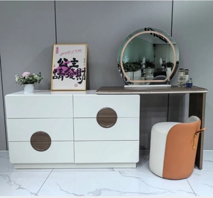 Modern Makeup Vanity <b>Dressing</b> <b>Table</b> <b>with</b> LED Mirror <b>Storage</b> Drawers Bedroom - Product Image 4