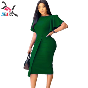 Modest Women Elegant Dresses Short Sleeves Work Office Ladies African <b>Plus</b> <b>Size</b> Formal Dresses - Product Image 5
