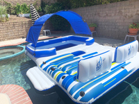 Île flottante gonflable pour fête aquatique en plein air, pour 6 à 10 personnes, avec tente et auvent