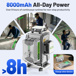 Nivel Láser <span class=keywords><strong>Huepar</strong></span> Pro ZK04CG-LR300 4D de 16 Líneas Verdes, Autonivelante, con Control Remoto y Receptor, Accesorios Incluidos - Product Image 6