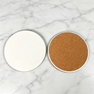 Sous-verres ronds vierges en céramique absorbants, vente en gros à bas prix, supports vierges pour impression UV avec base antidérapante en liège, en stock, faible MOQ - Product Image 1