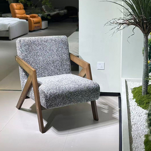 Sillón de Madera Maciza de Estilo Americano y Europeo de Mediados de Siglo. Silla para Sala de Estar con Cubierta de Lino, Estilo Mid-Century Lichade - Product Image 4