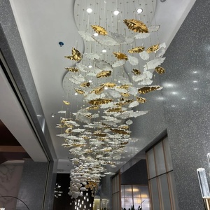 Tùy chỉnh nghệ thuật hiện đại Mặt dây chuyền thủy tinh hình bầu dục hoa lá phong cách cho hành lang trong nhà sống thiết kế Trần treo cho hiển thị - Product Image 4