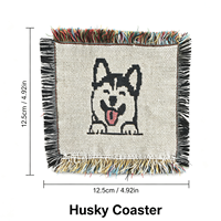Sous-verre tapisserie tissée à franges carrées, motif adorable chiot, en coton et polyester, résistant à la chaleur, pour table décorative