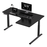 Escritorio de juegos en forma de L eléctrico ajustable en altura, escritorio de esquina de ordenador, mesa de escritorio para juegos de Pc con soporte elevador de Monitor grande