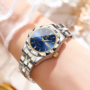 Binbond Women's Quartz Watch Blue Dial Stainless Steel Band Date Week Display Waterproof Fashion Business Style - Product Image 2