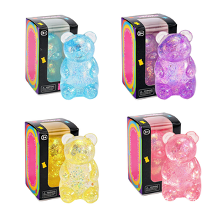 Ours scintillant peint à la main en sucre de malt, jouet anti-stress souple à récupération lente avec tourbillon doré, logo personnalisé, en silicone PU - Product Image 2