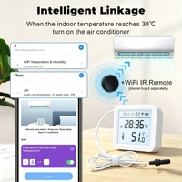 Capteur intelligent de température et d'humidité Tuya WiFi avec sonde filaire externe, surveillance à distance via application pour réfrigérateur, congélateur, aquarium